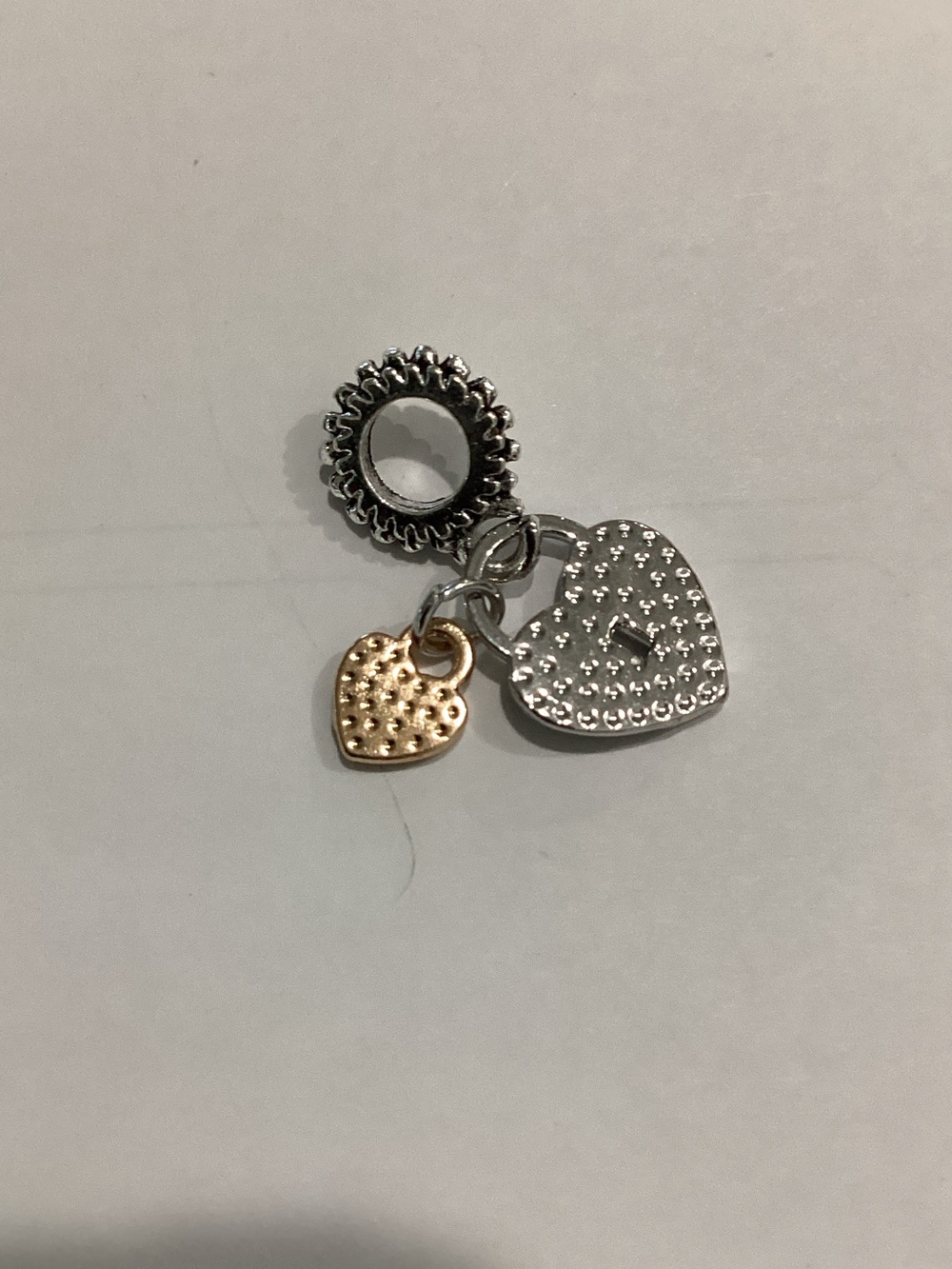Silver and Gold Heart Dangle Charm